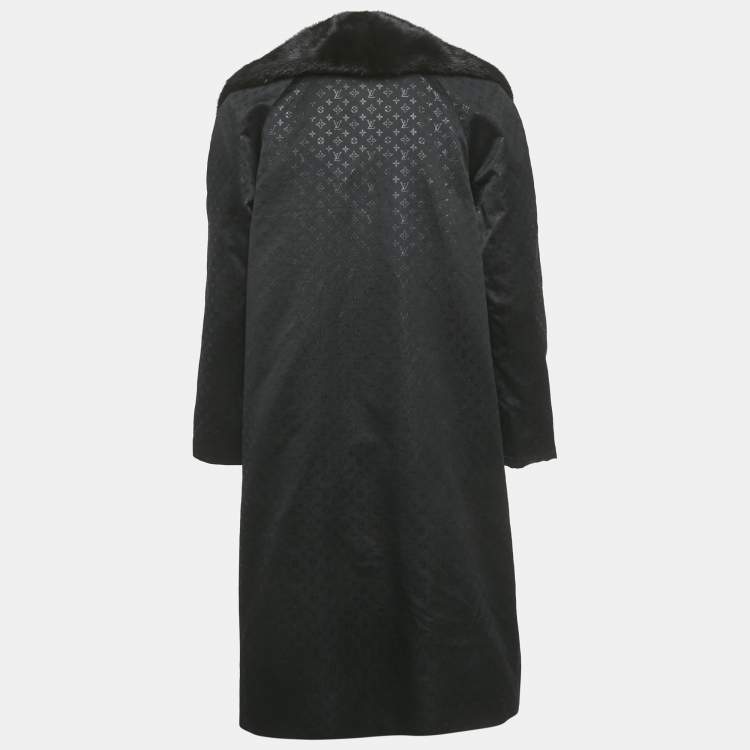 Pre Owned Louis Vuitton Black Monogram Lurex Silk Detachable Mink Fur Coat M