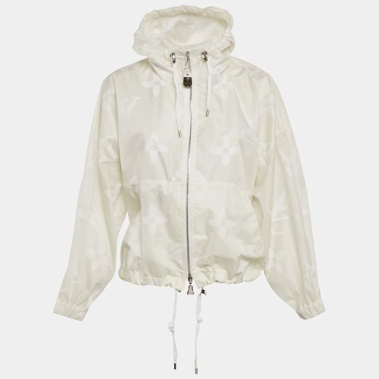 Pre Owned Louis Vuitton Off -White Monogram Synthetic Blouson Jacket S 