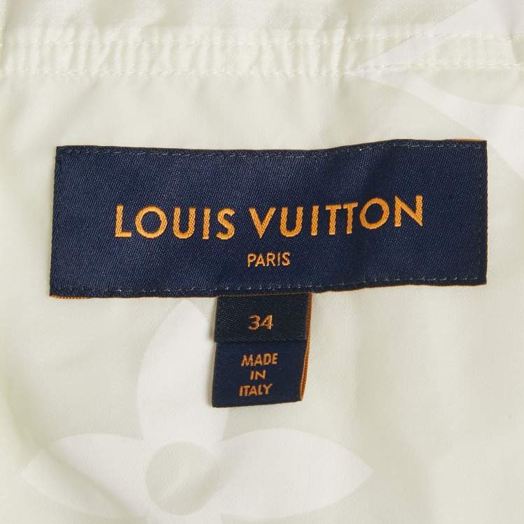 Pre Owned Louis Vuitton Off -White Monogram Synthetic Blouson Jacket S 