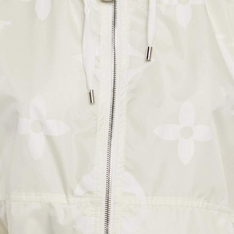 Pre Owned Louis Vuitton Off -White Monogram Synthetic Blouson Jacket S 
