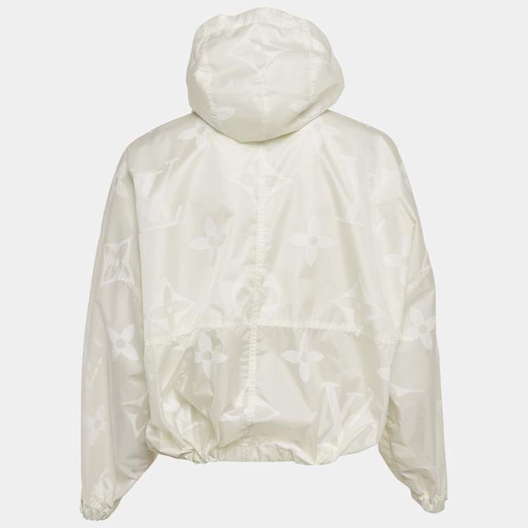 Pre Owned Louis Vuitton Off -White Monogram Synthetic Blouson Jacket S 