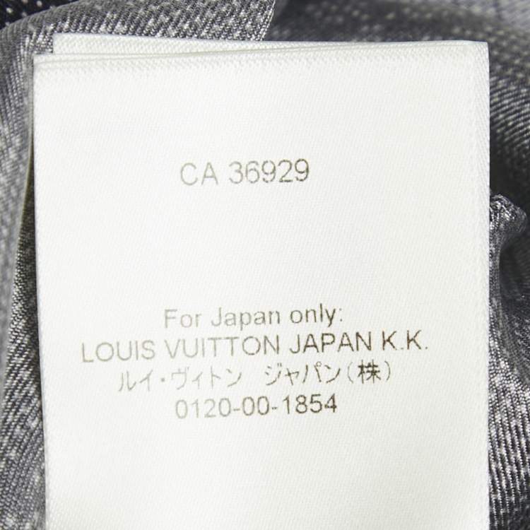 Pre Owned Louis Vuitton Navy Blue Logo Printed Silk Pants S