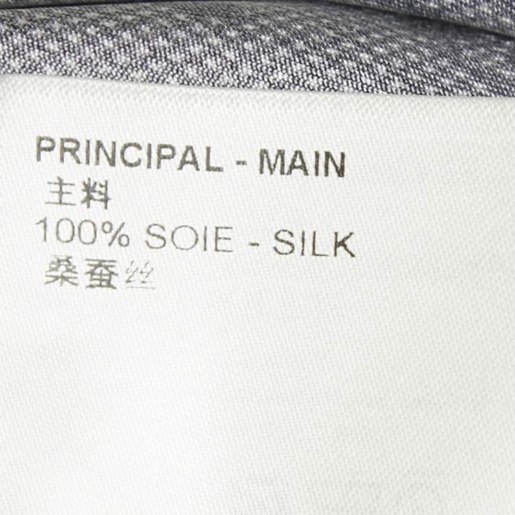 Pre Owned Louis Vuitton Navy Blue Logo Printed Silk Pants S