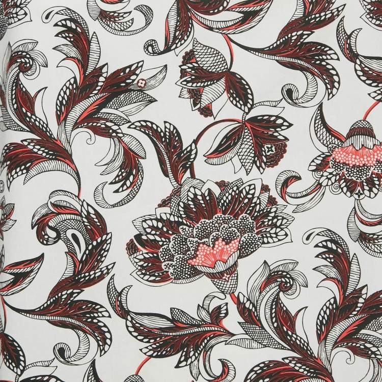 Pre Owned Louis Vuitton White Floral Print Cotton Top M