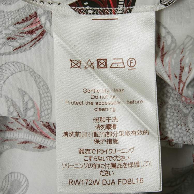 Pre Owned Louis Vuitton White Floral Print Cotton Top M