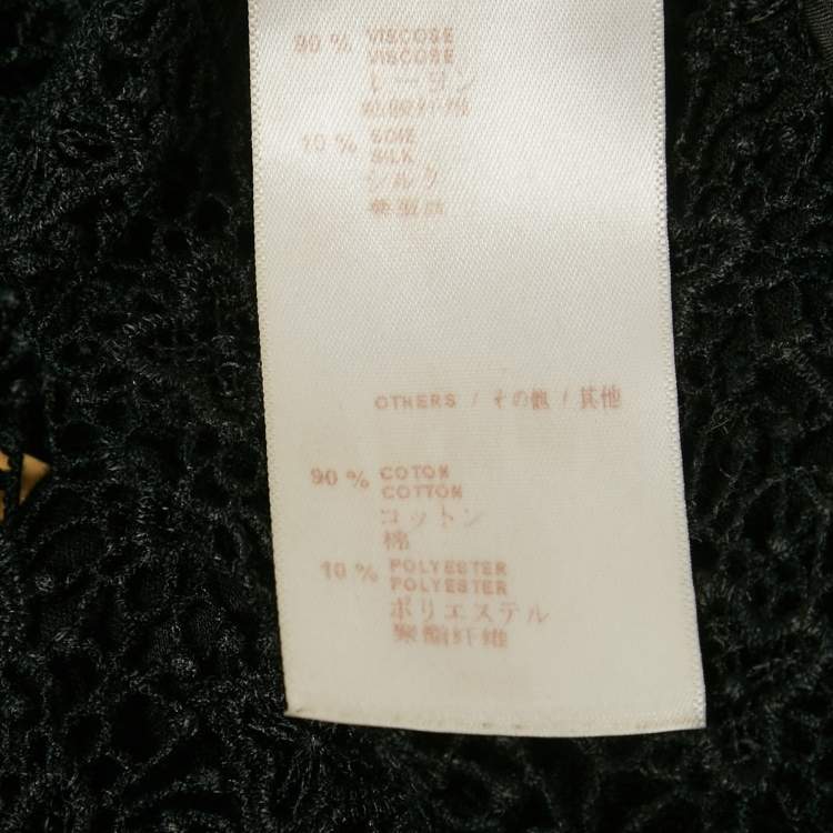 Pre Owned Louis Vuitton Black Lace Detail Jersey Top XS