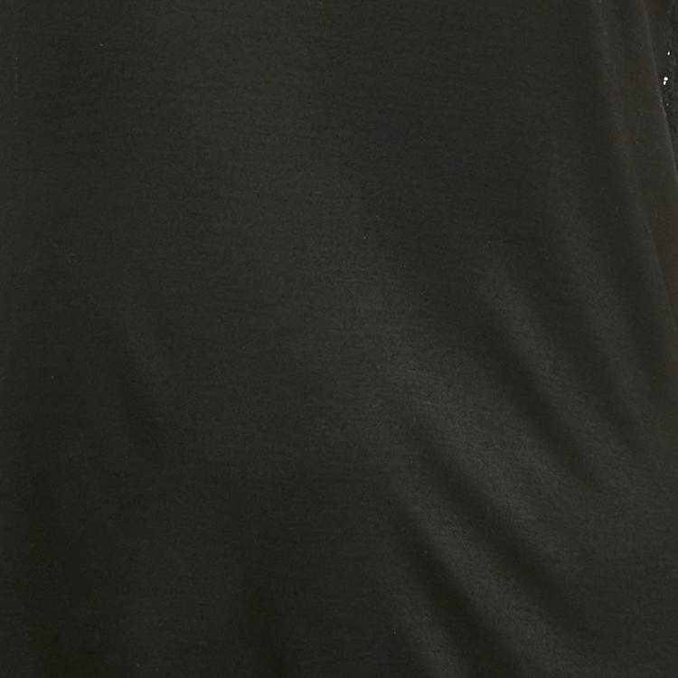 Pre Owned Louis Vuitton Black Lace Detail Jersey Top XS