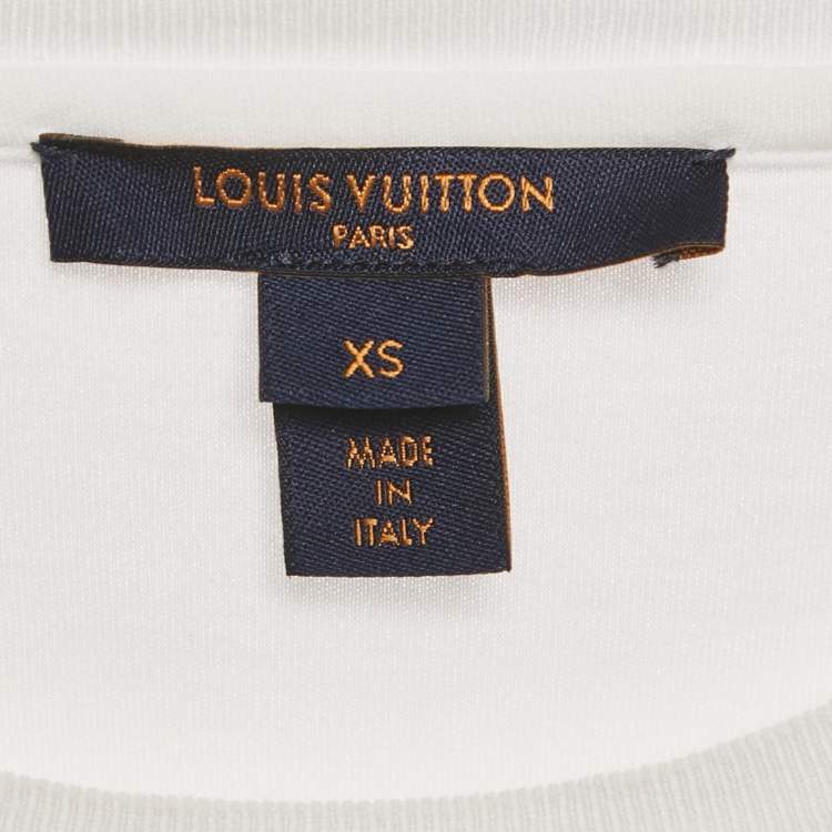 Pre Owned Louis Vuitton White LV Stamp Jersey T-Shirt XS