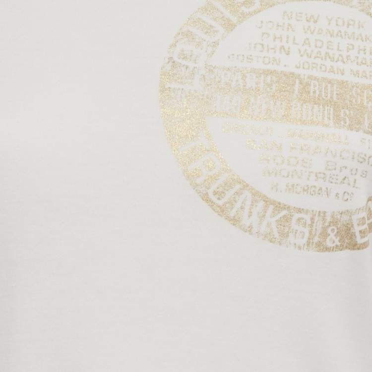 Pre Owned Louis Vuitton White LV Stamp Jersey T-Shirt XS