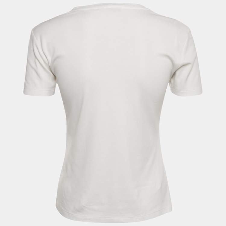 Pre Owned Louis Vuitton White LV Stamp Jersey T-Shirt XS
