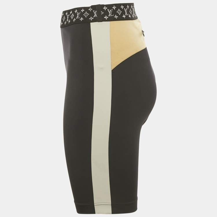 Pre Owned Louis Vuitton Black Monogram Trim Jersey Biker Shorts M