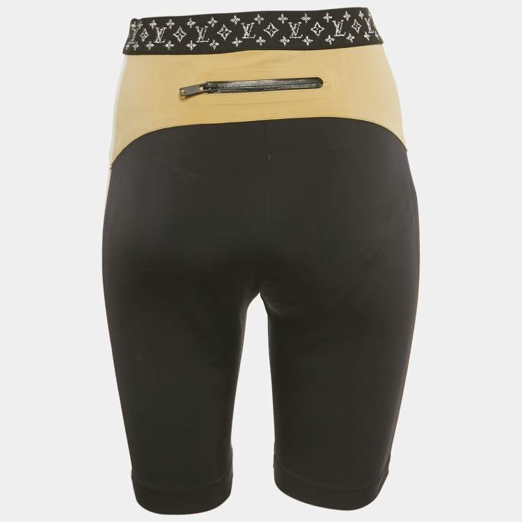 Pre Owned Louis Vuitton Black Monogram Trim Jersey Biker Shorts M