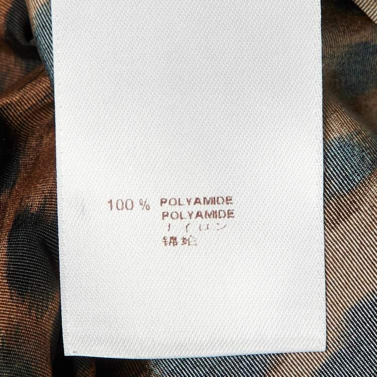 Pre Owned Louis Vuitton Brown Leopard Print Nylon Trench Coat L