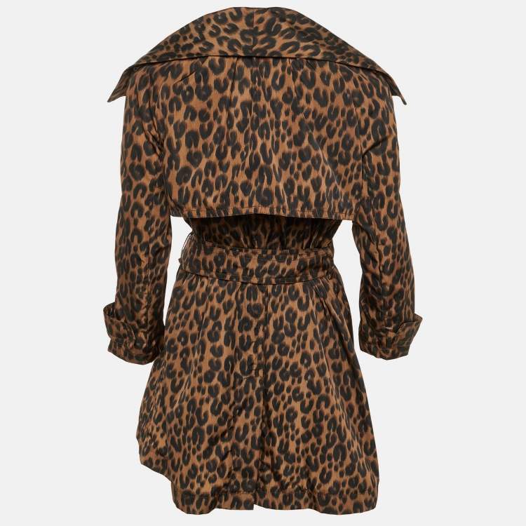 Pre Owned Louis Vuitton Brown Leopard Print Nylon Trench Coat L
