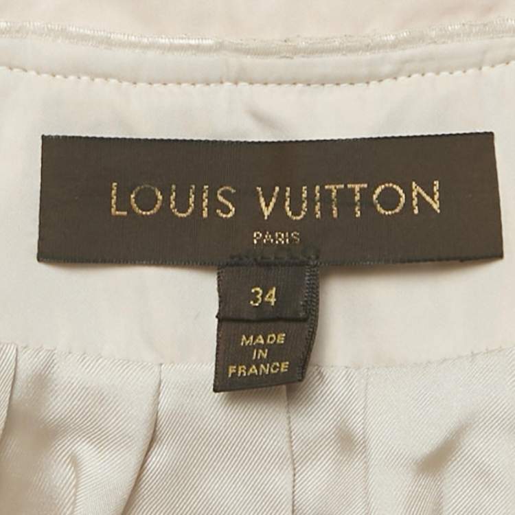 Pre Owned Louis Vuitton Pink Lurex Tweed Bow Detail Jacket S