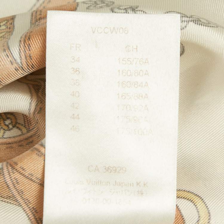Pre Owned Louis Vuitton Cream Belt Print Silk Blouse S