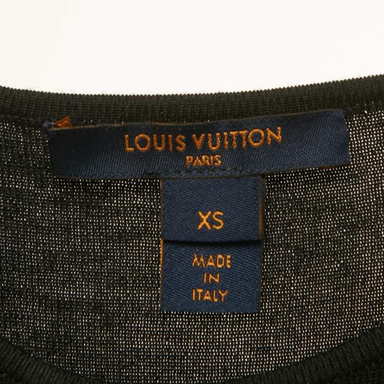 Pre Owned Louis Vuitton Black Rib Knit Cold-Shoulder Mini Dress XS