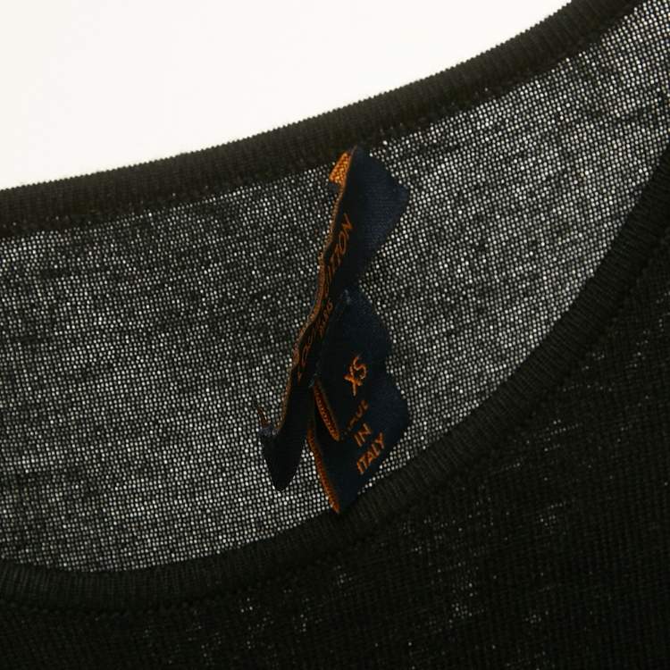 Pre Owned Louis Vuitton Black Rib Knit Cold-Shoulder Mini Dress XS