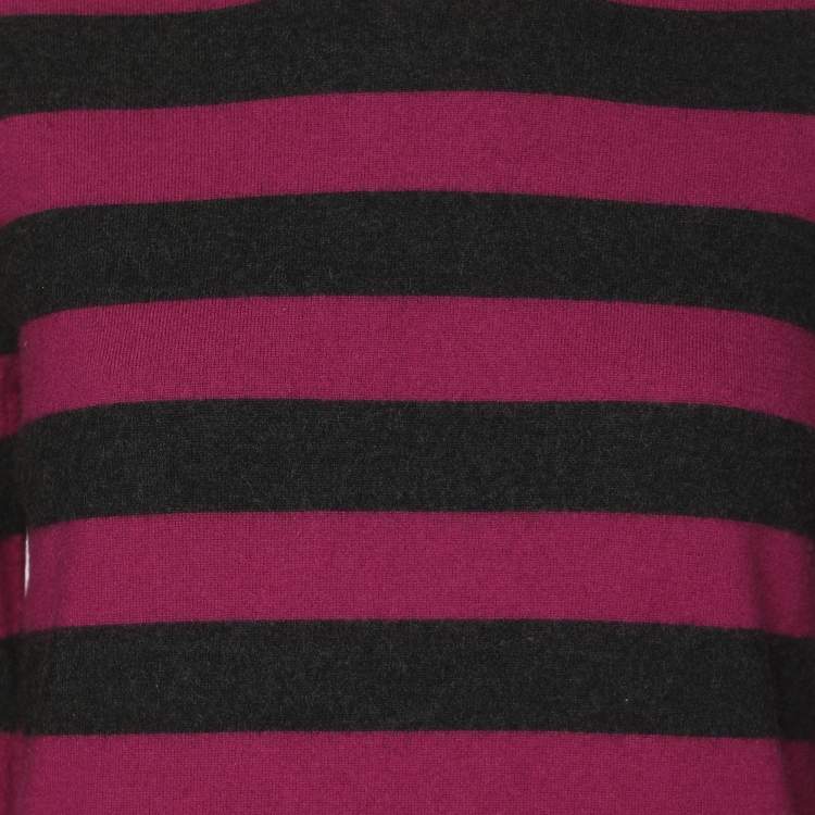 Pre Owned Louis Vuitton Purple/Black Stripe Cashmere Blend Sweatshirt M