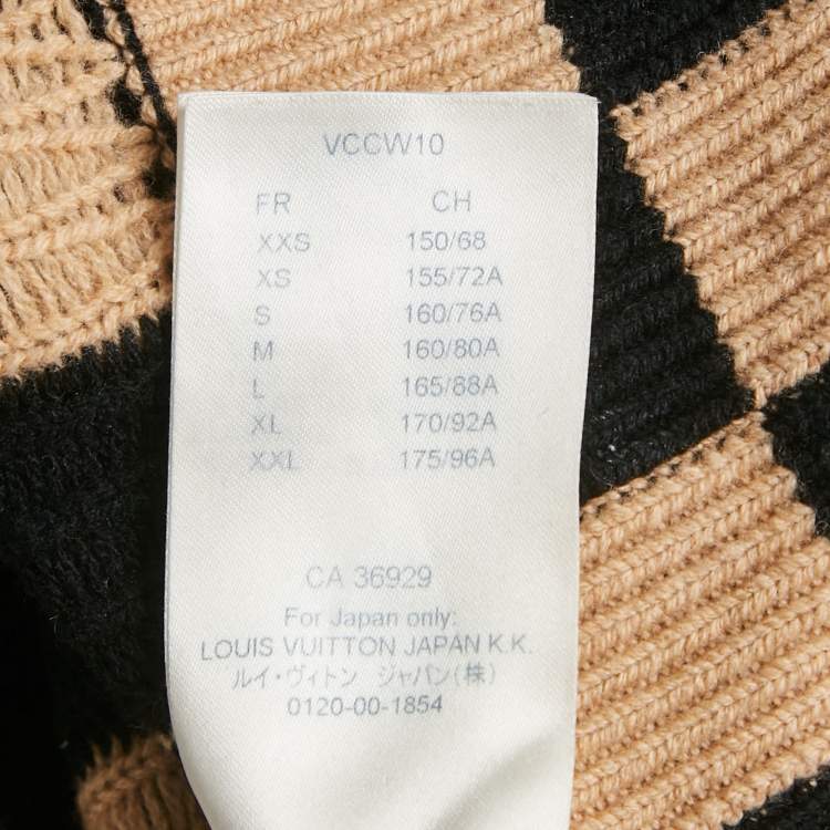 Pre Owned Louis Vuitton Black/Tan Checkered Wool Turtle Neck Sweater XS