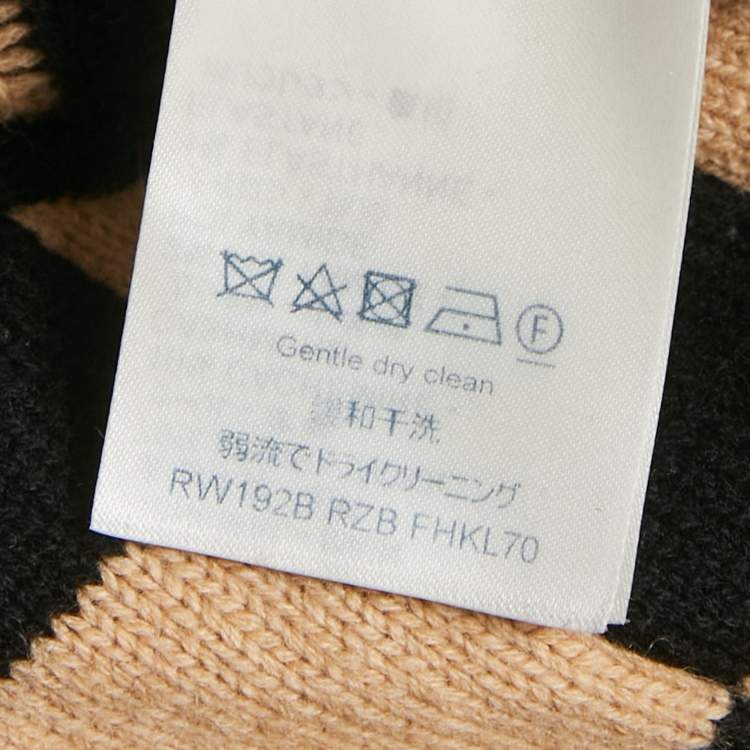 Pre Owned Louis Vuitton Black/Tan Checkered Wool Turtle Neck Sweater XS