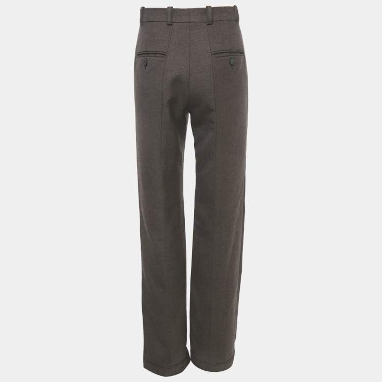 Pre Owned Louis Vuitton Brown Wool Straight Leg Trousers S