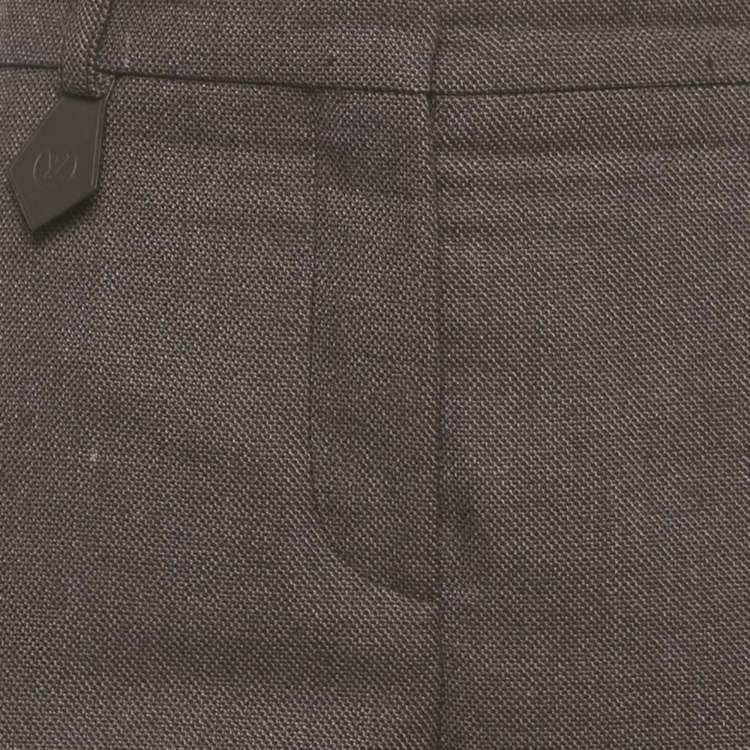 Pre Owned Louis Vuitton Brown Wool Straight Leg Trousers S
