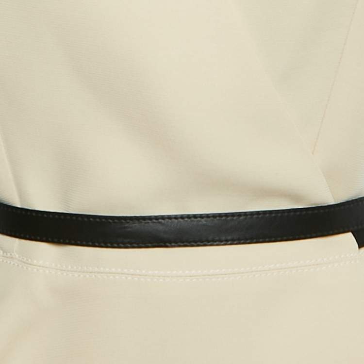 Pre Owned Louis Vuitton Cream Crepe Belted Sleeveless Top M