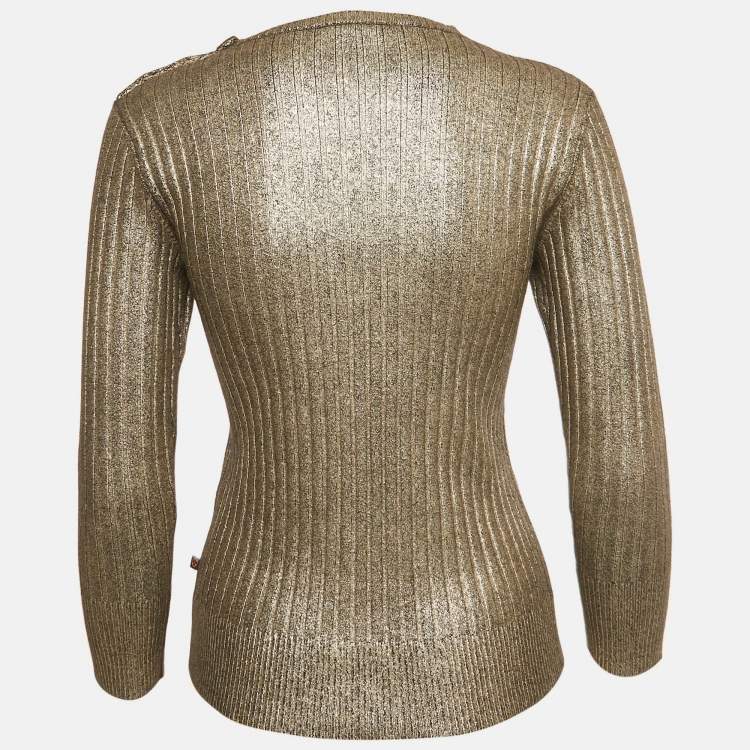 مملوكة مسبقًا Louis Vuitton Metallic Rib Knit Pullover XS