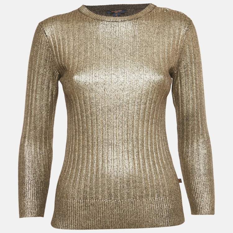 مملوكة مسبقًا Louis Vuitton Metallic Rib Knit Pullover XS