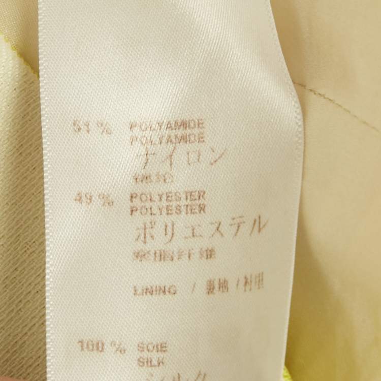 Pre Owned Louis Vuitton White /Yellow Checkered Print Crepe Shift Mini Dress S 