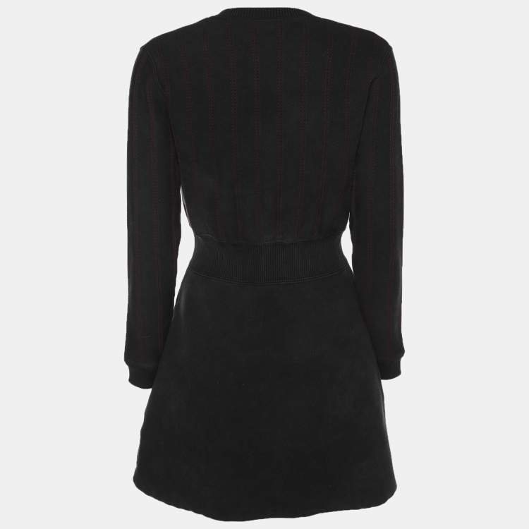 Pre Owned Louis Vuitton Black Jersey Zip-Up Mini Dress XS