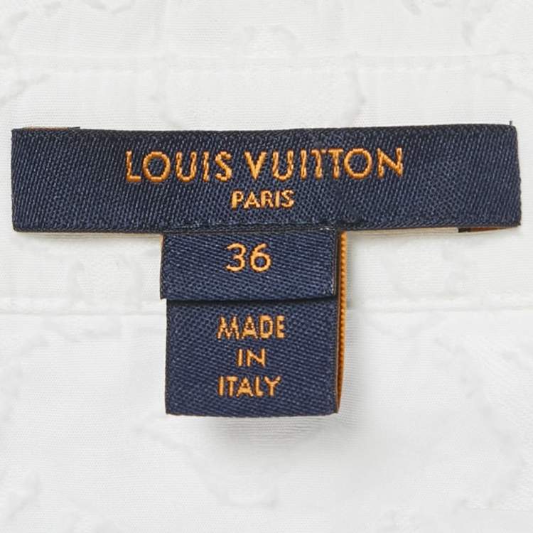Pre Owned Louis Vuitton White Monogram Textured Cotton Shirt S