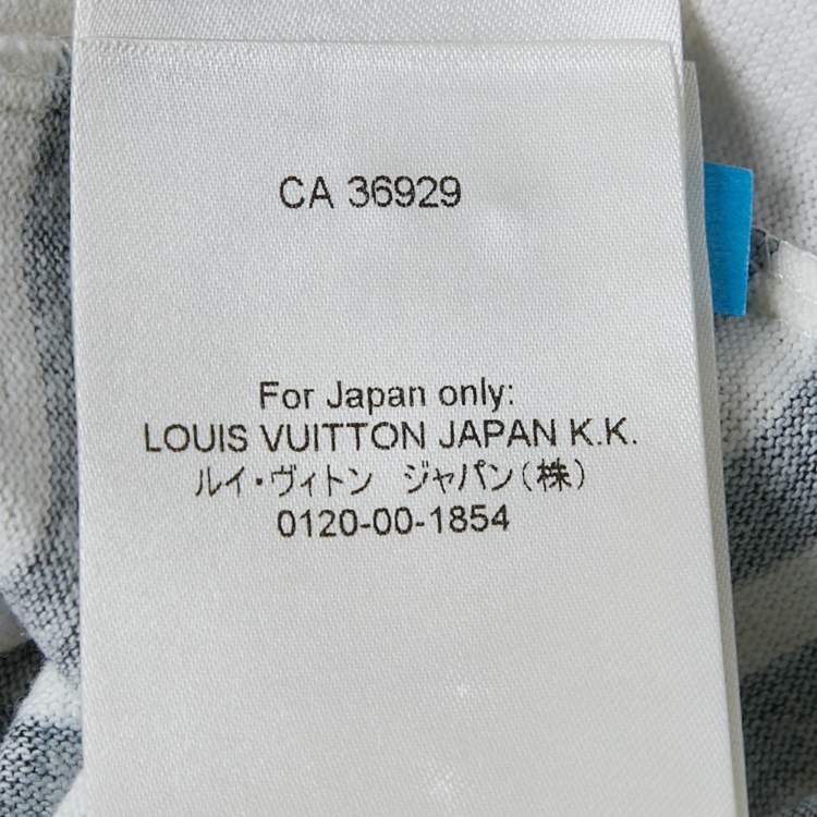 Pre Owned Louis Vuitton White Flocked Logo Cotton Crew Neck T-Shirt M