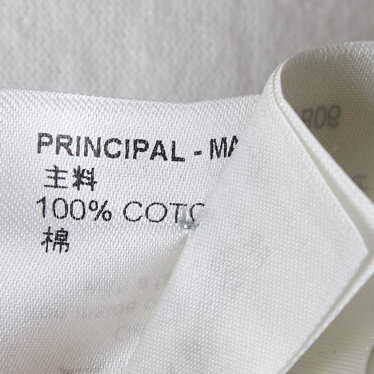 Pre Owned Louis Vuitton White Flocked Logo Cotton Crew Neck T-Shirt M