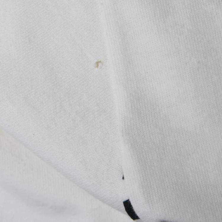 Pre Owned Louis Vuitton White Flocked Logo Cotton Crew Neck T-Shirt M