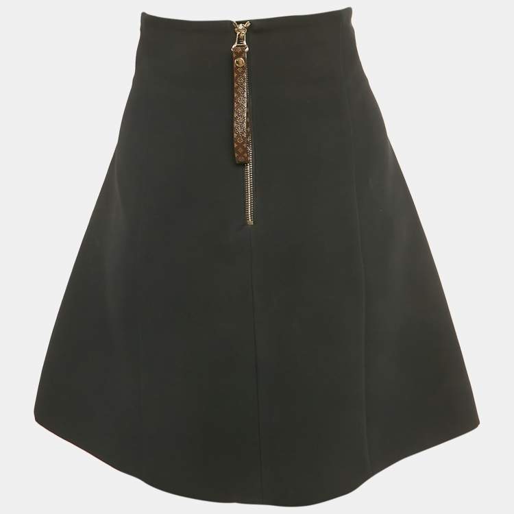 Pre Owned Louis Vuitton Black Wool Button Detail Mini Skirt L