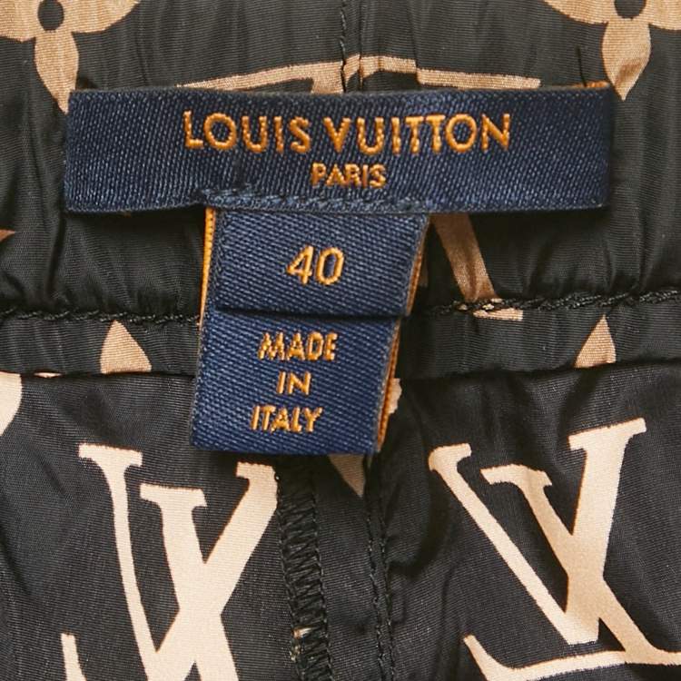 Pre Owned Louis Vuitton Black Monogram Nylon Jogger Pants M