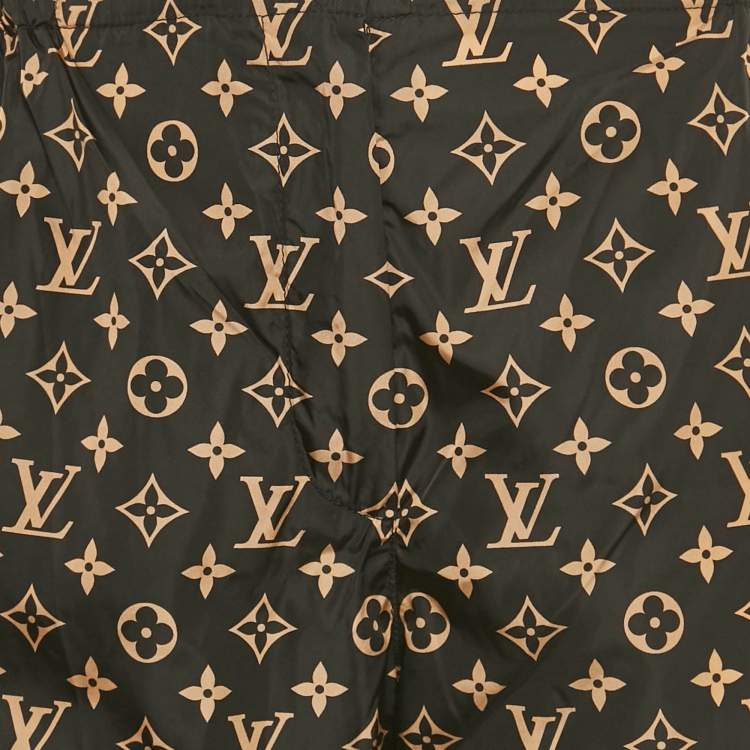 Pre Owned Louis Vuitton Black Monogram Nylon Jogger Pants M