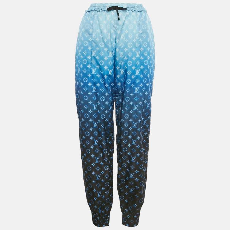 Pre Owned Louis Vuitton Navy Blue Monogram Nylon Ombre Joggers M