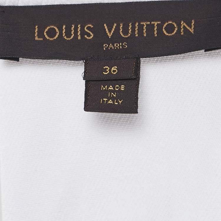 Pre Owned Louis Vuitton White Patterned Cotton Blend Jacket & Skirt Set S 