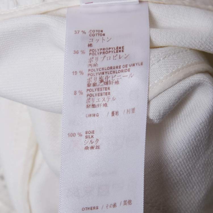 Pre Owned Louis Vuitton White Patterned Cotton Blend Jacket & Skirt Set S 