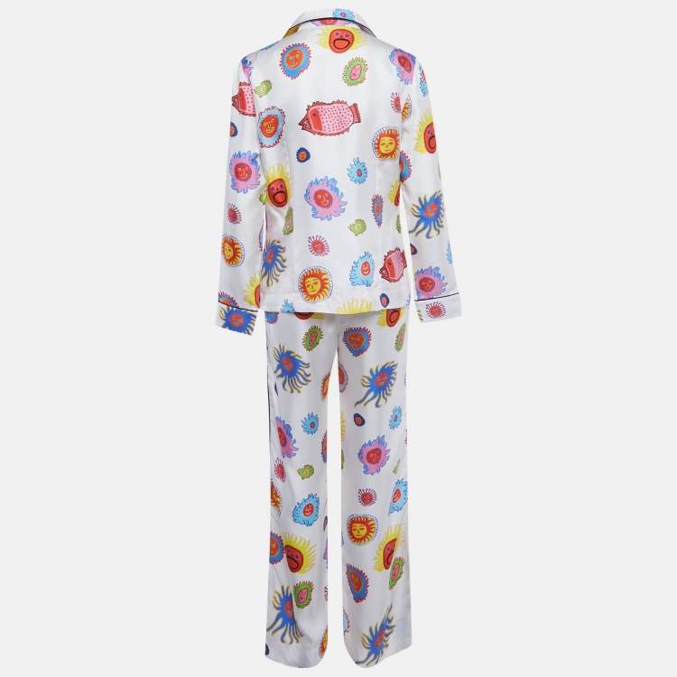 Pre Owned Louis Vuitton x Yayoi Kusama Multicolor Printed Silk Pajama Set M/S