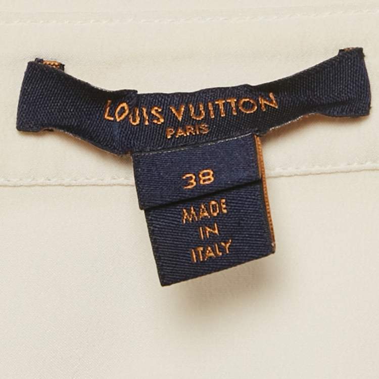 Pre Owned Louis Vuitton Cream Silk Ruffled Shirt M