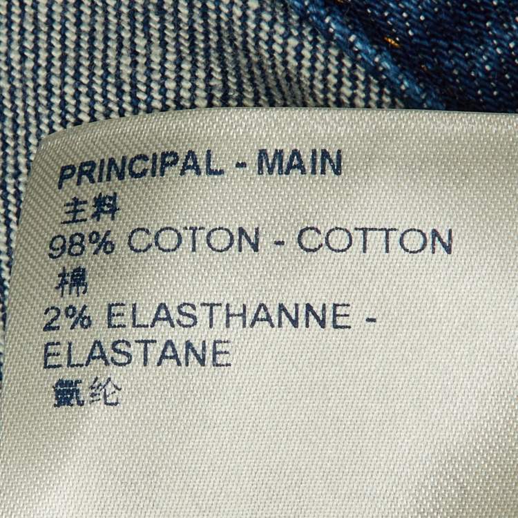 Pre Owned Louis Vuitton Navy Blue Denim Logo Detail Cropped Jacket S