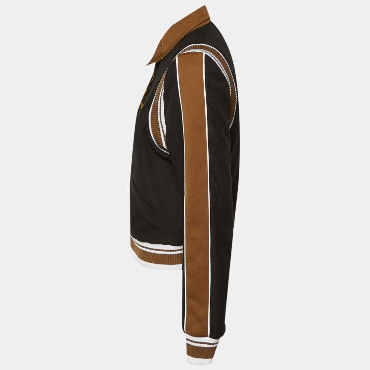 Pre Owned Louis Vuitton Brown/Black Monogram Crepe & Knit Reversible Bomber Jacket M 