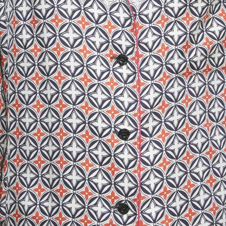 Pre Owned Louis Vuitton Black/White Monogram Print Silk Set S