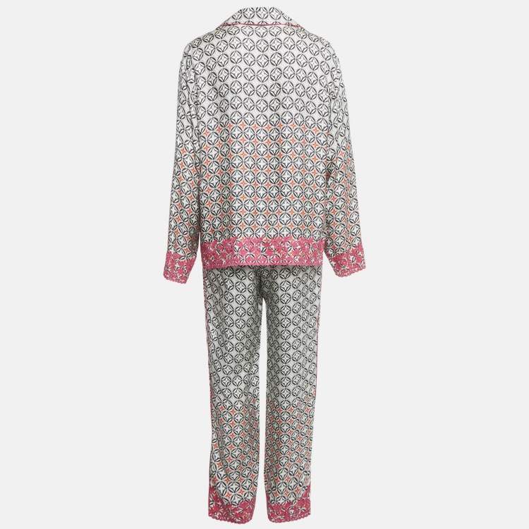 Pre Owned Louis Vuitton Black/White Monogram Print Silk Set S