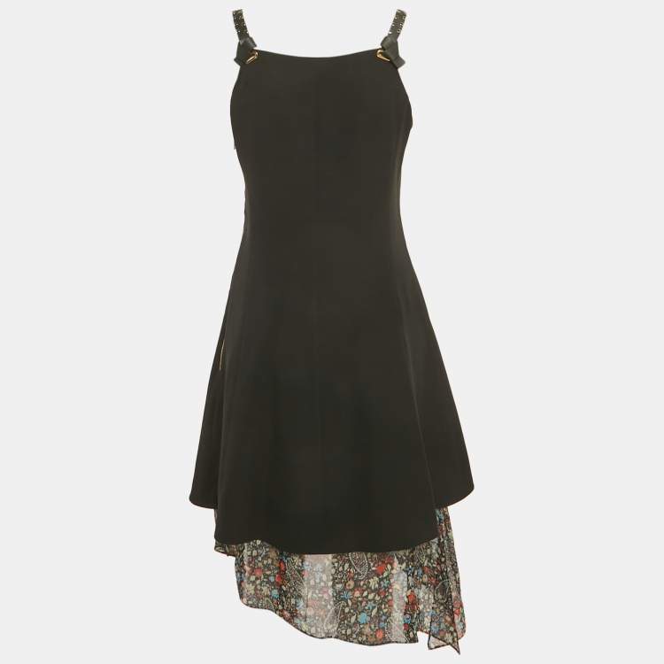 مملوكة مسبقًا Louis Vuitton Black Silk Asymmetrical Short Dress M