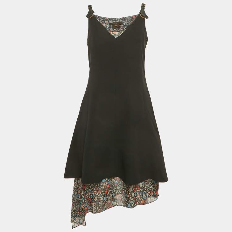 مملوكة مسبقًا Louis Vuitton Black Silk Asymmetrical Short Dress M